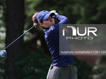 Gaby Lopez of Mexico tees off on the third hole during Day Four of the KPMG Women's PGA Championship at Sahalee Country Club in Sammamish, W...