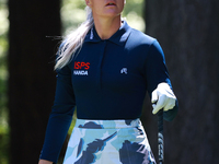 Charley Hull of England tees off on the third hole during Day Two of the KPMG Women's PGA Championship at Sahalee Country Club in Sammamish,...