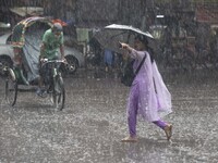 After days of intense heat, Dhaka city witnessed heavy rain and thunderstorms during the monsoon season on Wednesday, June 26, 2024. (