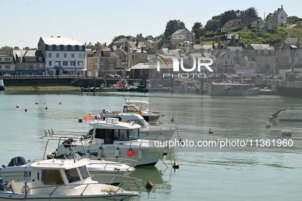 PORT-EN-BESSIN-HUPPAIN, FRANCE - JUNE 25: 
General view of Port-en-Bessin, on June 25, 2024, in Port-en-Bessin-Huppain, Normandy, France. 