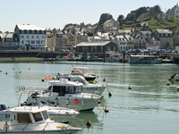 PORT-EN-BESSIN-HUPPAIN, FRANCE - JUNE 25: 
General view of Port-en-Bessin, on June 25, 2024, in Port-en-Bessin-Huppain, Normandy, France. (