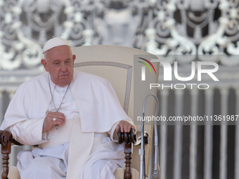 Pope Francis is attending the weekly general audience at St Peter's Square in The Vatican, on June 26, 2024. (