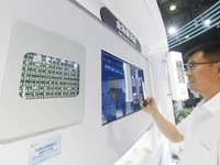 Visitors are viewing a 6G Very Large Array MIMO antenna at the 2024 Mobile World Congress (MWC Shanghai) in Shanghai, China, on June 26, 202...