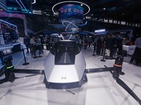 Visitors are visiting Xpeng's ''Voyager X2'' flying car at the 2024 Mobile World Congress (MWC Shanghai) in Shanghai, China, on June 26, 202...