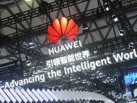 The logo of Huawei is being pictured at the 2024 Mobile World Congress (MWC Shanghai) in Shanghai, China, on June 26, 2024. (