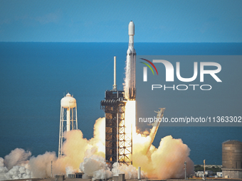 A SpaceX Falcon Heavy Rocket With The GOES-U Spacecraft Launches From NASA's Kennedy Space Center In Cape Canaveral, Florida, On June 25, 20...