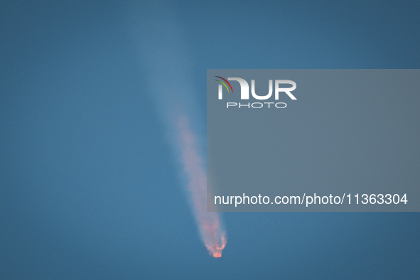 A SpaceX Falcon Heavy Rocket With The GOES-U Spacecraft Launches From NASA's Kennedy Space Center In Cape Canaveral, Florida, On June 25, 20...