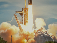 A SpaceX Falcon Heavy Rocket With The GOES-U Spacecraft Launches From NASA's Kennedy Space Center In Cape Canaveral, Florida, On June 25, 20...