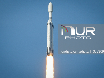 A SpaceX Falcon Heavy Rocket With The GOES-U Spacecraft Launches From NASA's Kennedy Space Center In Cape Canaveral, Florida, On June 25, 20...