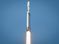 A SpaceX Falcon Heavy Rocket With The GOES-U Spacecraft Launches From NASA's Kennedy Space Center In Cape Canaveral, Florida, On June 25, 20...