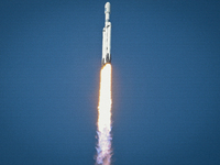 A SpaceX Falcon Heavy Rocket With The GOES-U Spacecraft Launches From NASA's Kennedy Space Center In Cape Canaveral, Florida, On June 25, 20...