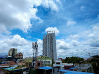 Cotton candy clouds are appearing before monsoon rain, above the cityscape of Kolkata, India, on June 27, 2024 (