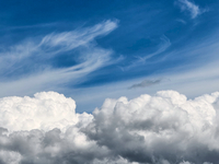 Storm clouds are beginning to form on the horizon, announcing the imminent arrival of a storm in Zurich, Switzerland, on June 27, 2024. (