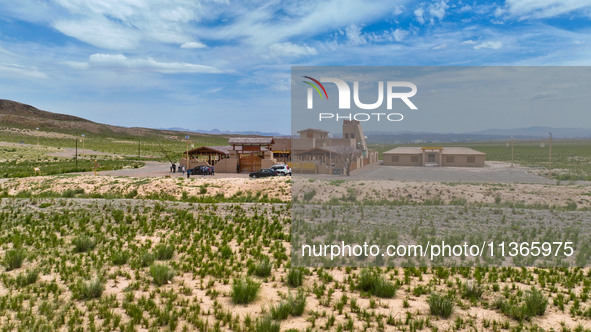 Workers are carrying out site investigation and data collection at Jinshanyi section in Zhangye, China, on June 27, 2024. In recent years, S...