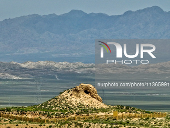 A photo is showing the ancient ruins of Jinshanzi Beacon Tower of the Great Wall in Zhangye, China, on June 27, 2024. In recent years, Shand...