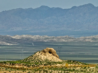 A photo is showing the ancient ruins of Jinshanzi Beacon Tower of the Great Wall in Zhangye, China, on June 27, 2024. In recent years, Shand...