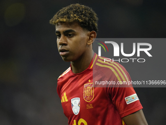 Lamine Yamal right winger of Spain and FC Barcelona during the UEFA EURO 2024 group stage match between Spain and Italy at Arena AufSchalke...