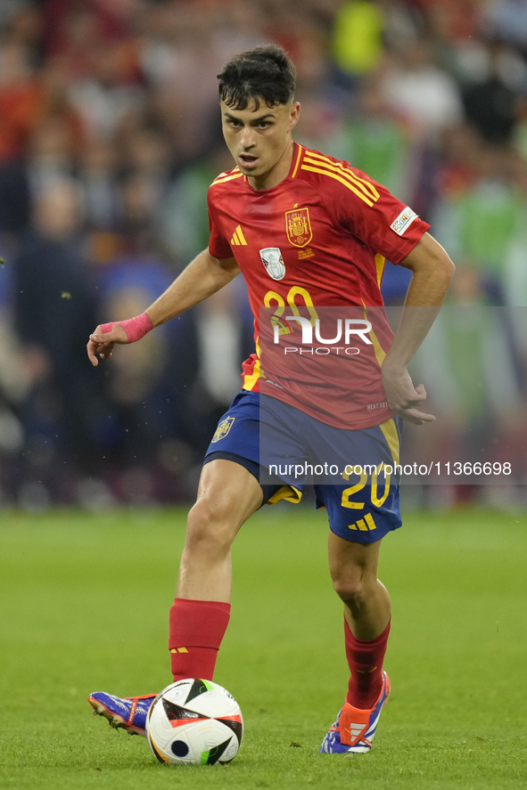 Pedri central midfield of Spain and FC Barcelona during the UEFA EURO 2024 group stage match between Spain and Italy at Arena AufSchalke on...