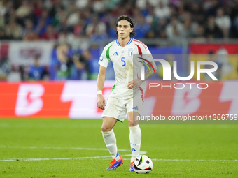 Riccardo Calafiori centre-back of Italy and Bologna FC 1909 during the UEFA EURO 2024 group stage match between Spain and Italy at Arena Auf...