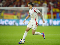 Riccardo Calafiori centre-back of Italy and Bologna FC 1909 during the UEFA EURO 2024 group stage match between Spain and Italy at Arena Auf...