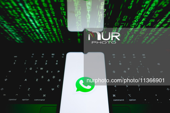 The WhatsApp logo is being displayed on a smartphone screen in Athens, Greece, on June 28, 2024. (Photo Illustration by Nikolas Kokovlis/Nur...