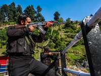 Security forces are standing alert as Amarnath Yatra is beginning in Jammu and Kashmir, India, on June 28, 2024. (