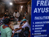 Medical facilities are being provided for free to sick devotees of Amarnath Yatra at Nunwan Basecamp in Pahalgam, Jammu and Kashmir, India,...