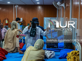 Medical facilities are being provided for free to sick devotees of Amarnath Yatra at Nunwan Basecamp in Pahalgam, Jammu and Kashmir, India,...