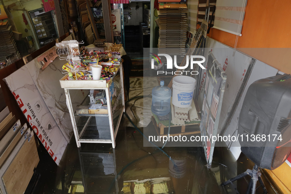 A view of businesses being affected after flooding in Ecatepec, State of Mexico, due to the rains during the last few days. 