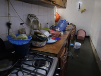 A kitchen of a house is being affected by flooding in Ecatepec, State of Mexico, due to the rains during the last few days. (