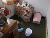 A kitchen of a house is being affected by flooding in Ecatepec, State of Mexico, due to the rains during the last few days. (