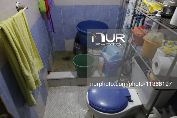 Affecting a bathroom after flooding in Ecatepec, State of Mexico, due to the rains during the last few days. 