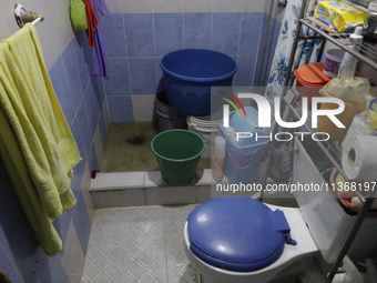 Affecting a bathroom after flooding in Ecatepec, State of Mexico, due to the rains during the last few days. (