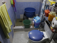 Affecting a bathroom after flooding in Ecatepec, State of Mexico, due to the rains during the last few days. (