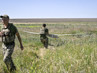 In Donetsk region, Ukraine, on June 13, 2024, aerial reconnaissance men of the 148th separate artillery brigade of the Ukrainian Air Assault...