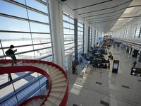 Passengers are waiting for a flight at the T2 terminal of Yantai Penglai International Airport in Yantai, China, on June 28, 2024. (