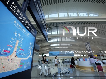 Passengers are waiting for a flight at the T2 terminal of Yantai Penglai International Airport in Yantai, China, on June 28, 2024. (