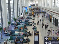 Passengers are waiting for a flight at the T2 terminal of Yantai Penglai International Airport in Yantai, China, on June 28, 2024. (