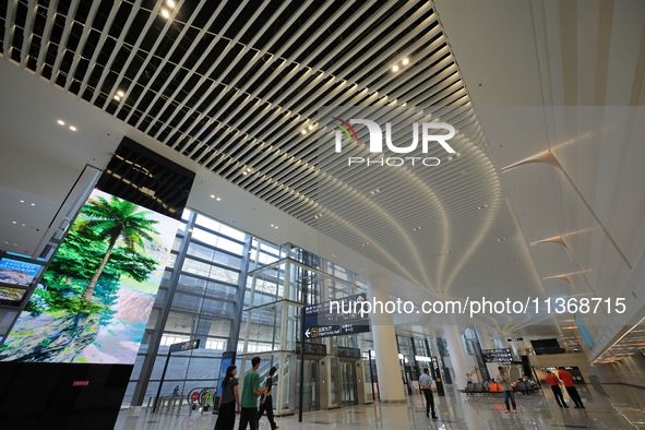 Passengers are waiting for a flight at the T2 terminal of Yantai Penglai International Airport in Yantai, China, on June 28, 2024. 