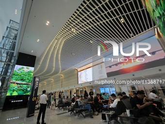 Passengers are waiting for a flight at the T2 terminal of Yantai Penglai International Airport in Yantai, China, on June 28, 2024. (