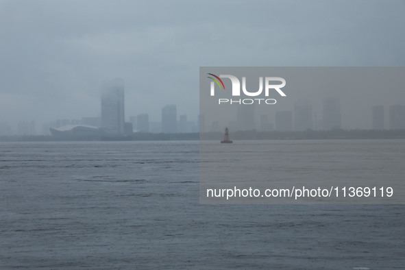 The Nanjing section of the Yangtze River is exceeding the warning water level in Nanjing, China, on June 29, 2024. 