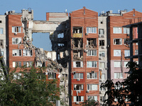 Rescuers are carrying out a search and rescue effort at the apartment block hit by the Russian missile in Dnipro, Ukraine, on June 29, 2024....