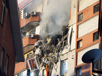 An apartment block is being pictured after it was hit by a Russian missile in Dnipro, Ukraine, on June 28, 2024. Russian troops are attackin...