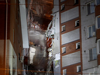 An apartment block is being pictured after it was hit by a Russian missile in Dnipro, Ukraine, on June 28, 2024. Russian troops are attackin...