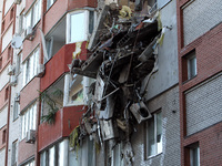 An apartment block is being damaged by the June 28 Russian missile attack in Dnipro, Ukraine, on June 29, 2024. Russian troops are attacking...