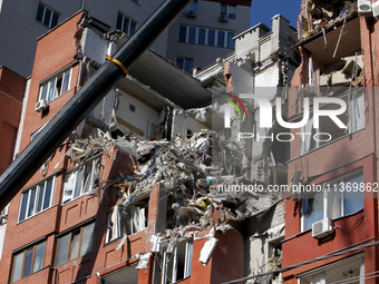 An apartment block is being damaged by the June 28 Russian missile attack in Dnipro, Ukraine, on June 29, 2024. Russian troops are attacking...