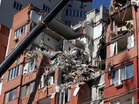 An apartment block is being damaged by the June 28 Russian missile attack in Dnipro, Ukraine, on June 29, 2024. Russian troops are attacking...