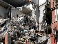 An apartment block is being damaged by the June 28 Russian missile attack in Dnipro, Ukraine, on June 29, 2024. Russian troops are attacking...