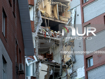 An apartment block is being damaged by the June 28 Russian missile attack in Dnipro, Ukraine, on June 29, 2024. Russian troops are attacking...