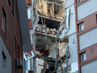 An apartment block is being damaged by the June 28 Russian missile attack in Dnipro, Ukraine, on June 29, 2024. Russian troops are attacking...